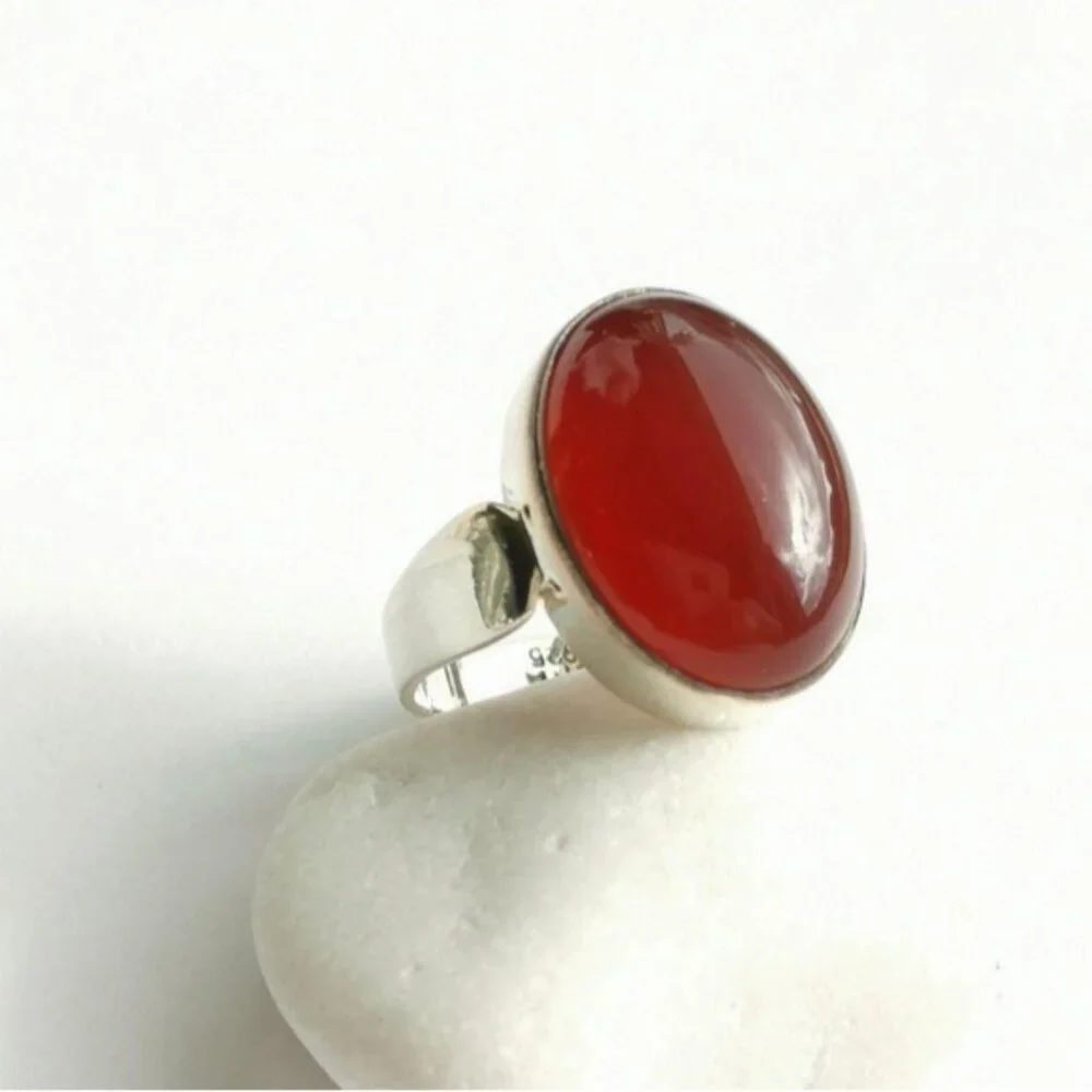Sterling Silver Carnelian ring size 9.5 Unisex design - Picture 2 of 8